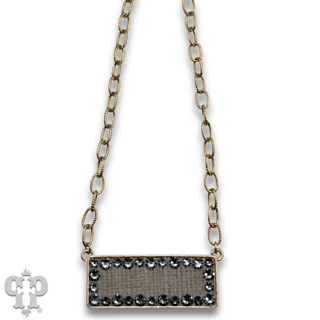 Rectangle rhinestone pendant necklace, Austrian crystals