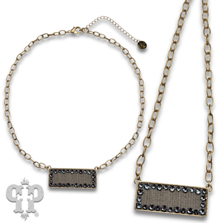Rectangle rhinestone pendant necklace, Austrian crystals