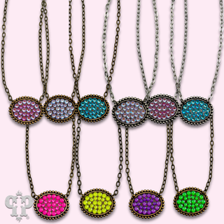Austrian crystal small oval necklace