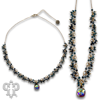 Cluster bead necklace, Austrian crystal