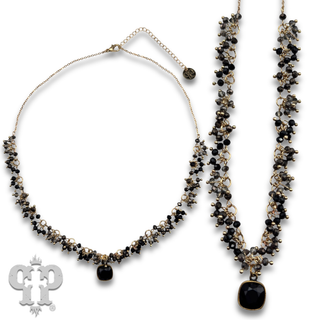 Cluster bead necklace, Austrian crystal