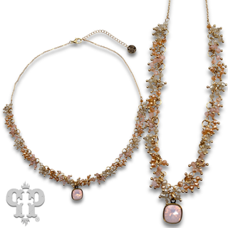 Cluster bead necklace, Austrian crystal