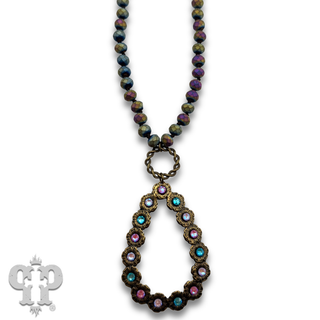 Multi-color teardrop pendant necklace, Austrian crystals