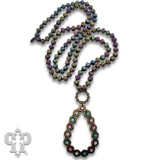 Multi-color teardrop pendant necklace, Austrian crystals