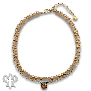 Bead and chain layered necklace, Austrian crystal