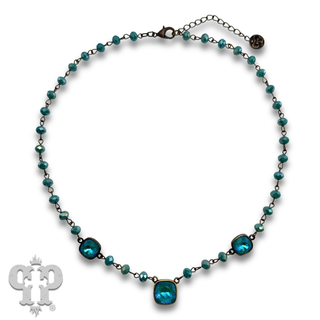 Linked bead and bright Austrian crystal necklace