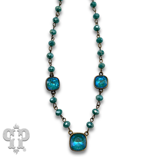Linked bead and bright Austrian crystal necklace