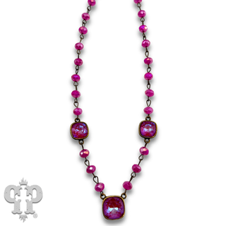 Linked bead and bright Austrian crystal necklace