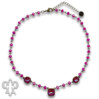 Linked bead and bright Austrian crystal necklace