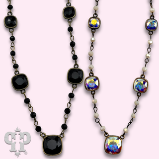 Linked bead and Austrian crystal necklace