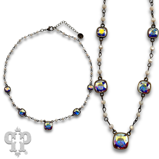 Linked bead and Austrian crystal necklace
