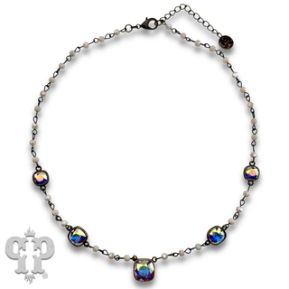 Linked bead and Austrian crystal necklace