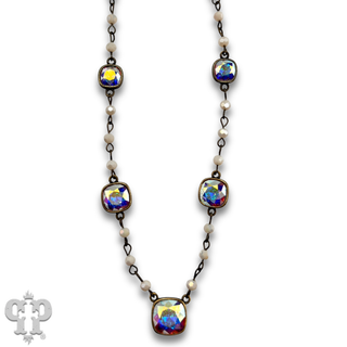 Linked bead and Austrian crystal necklace