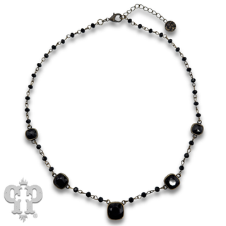 Linked bead and Austrian crystal necklace