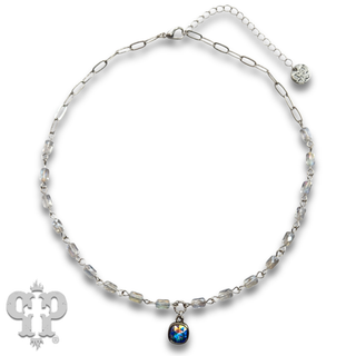 Tube bead necklace with Austrian crystal