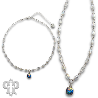 Tube bead necklace with Austrian crystal