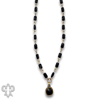Tube bead necklace with Austrian crystal
