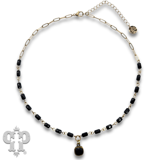 Tube bead necklace with Austrian crystal