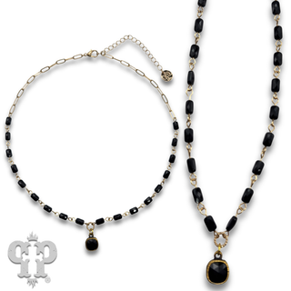 Tube bead necklace with Austrian crystal
