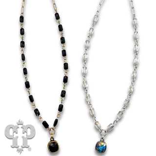 Tube bead necklace with Austrian crystal