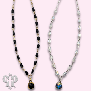 Tube bead necklace with Austrian crystal