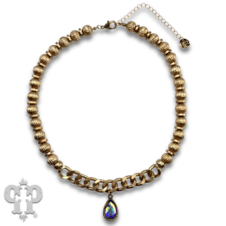 Fluted bead and chain necklace, Austrian crystal