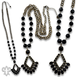 Bead and chain chandelier pendant necklace, Austrian crystal