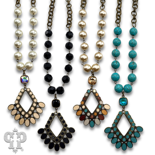 Bead and chain chandelier pendant necklace, Austrian crystal