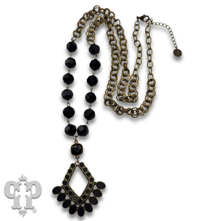 Bead and chain chandelier pendant necklace, Austrian crystal