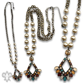 Bead and chain chandelier pendant necklace, Austrian crystal