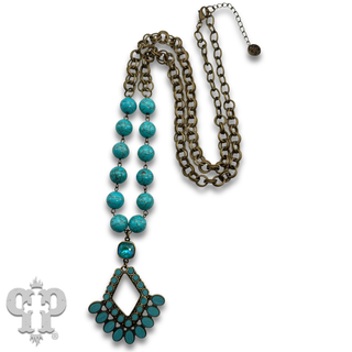 Bead and chain chandelier pendant necklace, Austrian crystal