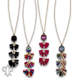Fluted bead pendant necklace, Austrian crystal - LC