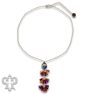 Fluted bead pendant necklace, Austrian crystal - LC