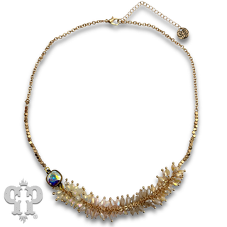 Bead fringe necklace, Austrian crystal