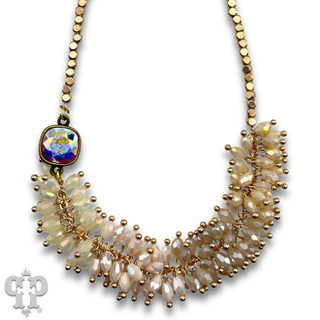 Bead fringe necklace, Austrian crystal