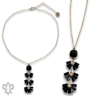 Fluted bead pendant necklace, Austrian crystal - LC