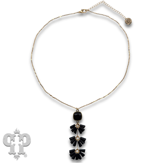 Fluted bead pendant necklace, Austrian crystal - LC