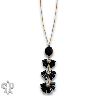 Fluted bead pendant necklace, Austrian crystal - LC