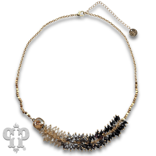Bead fringe necklace, Austrian crystal