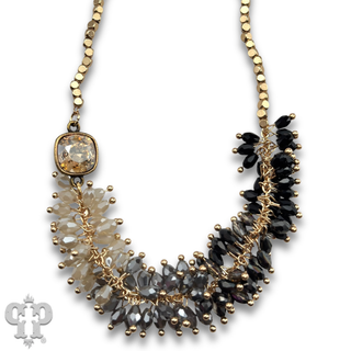 Bead fringe necklace, Austrian crystal