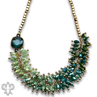 Bead fringe necklace, Austrian crystal