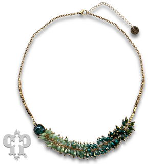 Bead fringe necklace, Austrian crystal