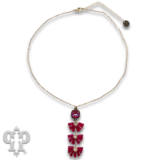 Fluted bead pendant necklace, Austrian crystal - LC