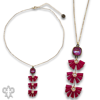 Fluted bead pendant necklace, Austrian crystal - LC