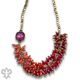 Bead fringe necklace, Austrian crystal