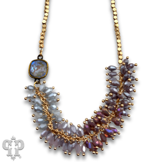 Bead fringe necklace, Austrian crystal
