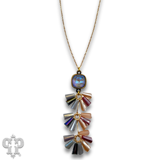 Fluted bead pendant necklace, Austrian crystal - LC