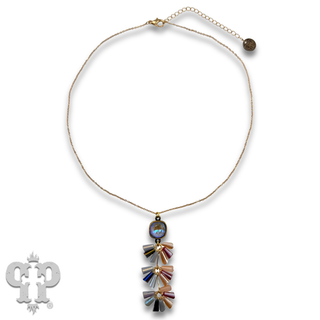 Fluted bead pendant necklace, Austrian crystal - LC