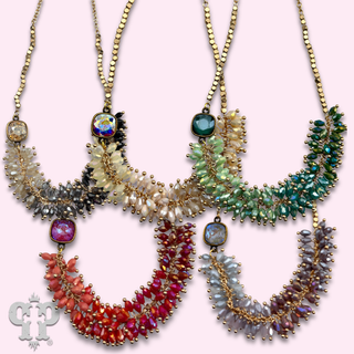 Bead fringe necklace, Austrian crystal