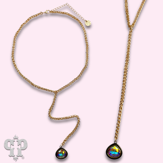 Y-chain necklace with crystal drop